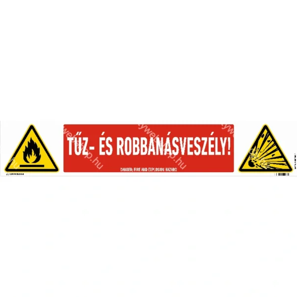 Tűz- és robbanásveszély! / PVC lemez, 3 mm / 800 mm x 150 mm