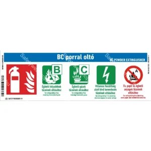 BC porral oltó készülék matrica / tábla (piktogram + felirat)