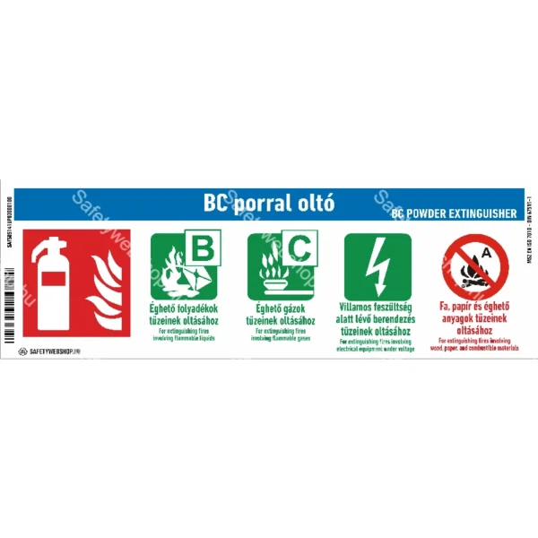 BC porral oltó készülék matrica / tábla (piktogram + felirat)