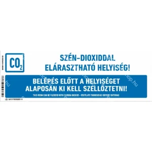 Szén-dioxiddal elárasztható helyiség! Belépés előtt a helyiséget alaposan ki kell szellőztetni! / Vinyl, öntapadó matrica / 300 mm x 100 mm