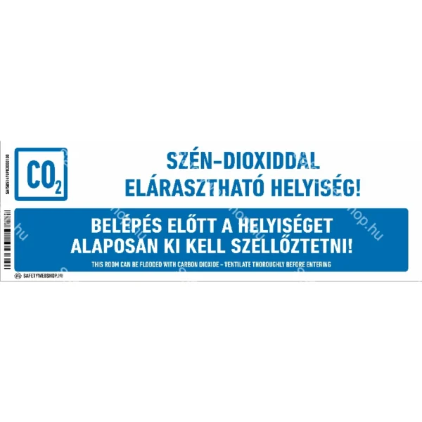 Szén-dioxiddal elárasztható helyiség! Belépés előtt a helyiséget alaposan ki kell szellőztetni! / Vinyl, öntapadó matrica / 300 mm x 100 mm