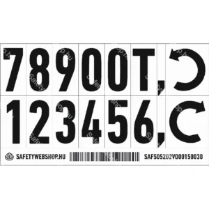Ragasztható számok, fekete, 25 mm magas / Vinyl, öntapadó matrica / 15 mm x 30 mm