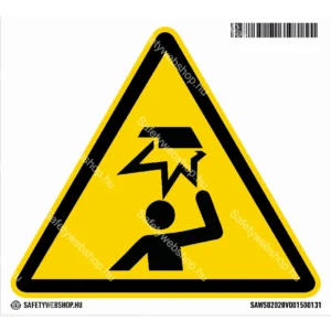 A fej sérülésének veszélye matrica (ISO 7010-W020 piktogram)