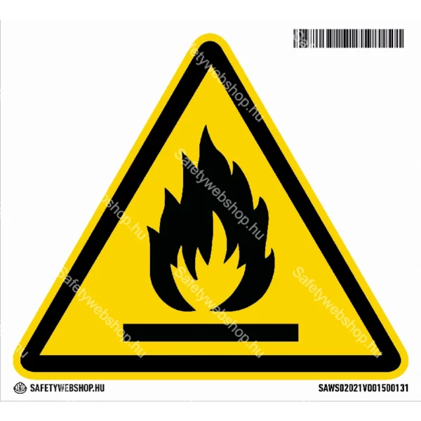 Gyúlékony anyag matrica (ISO 7010-W021 piktogram)