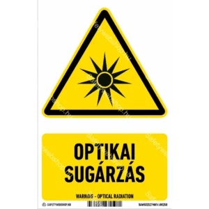 Optikai sugárzás! matrica / tábla (ISO 7010-W027 piktogram + felirat)