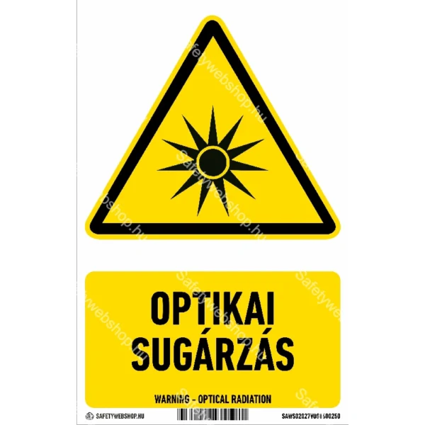 Optikai sugárzás! matrica / tábla (ISO 7010-W027 piktogram + felirat)