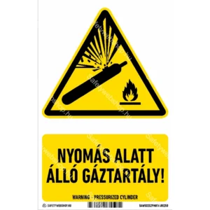 Nyomás alatt álló gáztartály! matrica / tábla (ISO 7010-W029 piktogram + felirat)