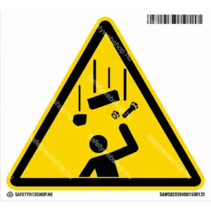 Lehulló tárgyak! matrica (ISO 7010-W035 piktogram)