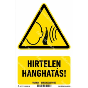 Hirtelen hanghatás! matrica / tábla (ISO 7010-W038 piktogram + felirat)