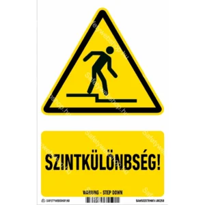 Szintkülönbség! matrica / tábla (ISO 7010-W070 piktogram + felirat)