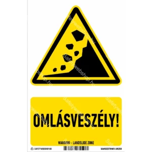 Omlásveszély! matrica / tábla (ISO 7010-W078 piktogram + felirat)