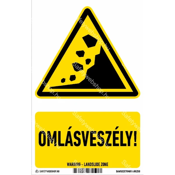 Omlásveszély! matrica / tábla (ISO 7010-W078 piktogram + felirat)