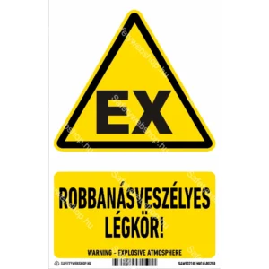 Robbanásveszélyes légkör!  matrica / tábla