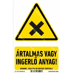 Ártalmas vagy ingerlő anyag! matrica / tábla