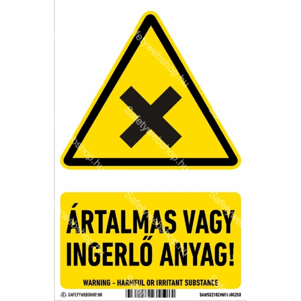 Ártalmas vagy ingerlő anyag! matrica / tábla