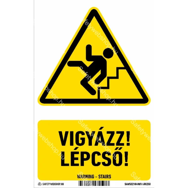 Vigyázz! Lépcső! matrica / tábla