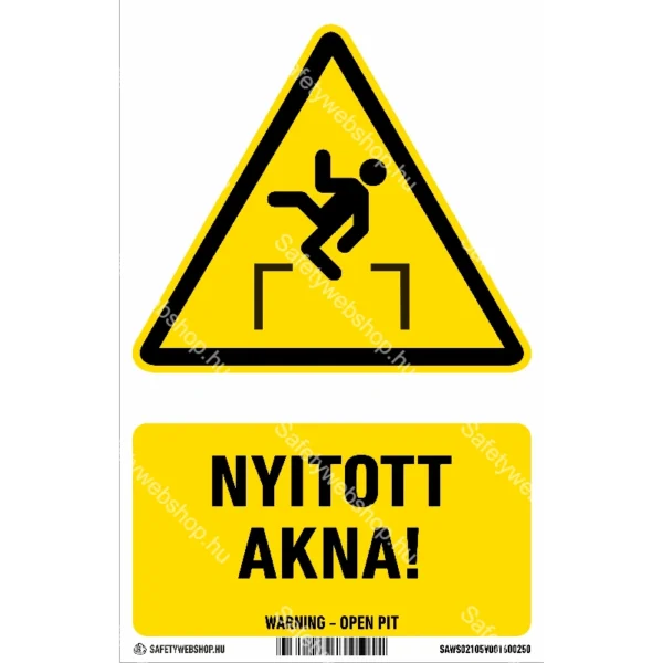 Nyitott akna! matrica / tábla
