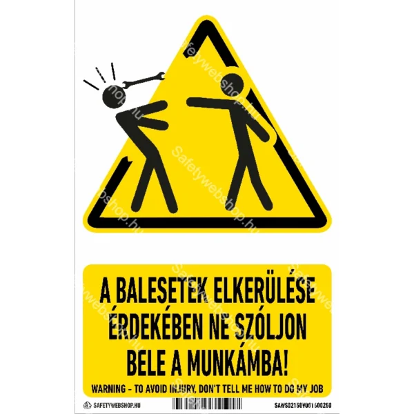 A balesetek elkerülése érdekében... matrica / tábla