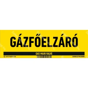 Gázfőelzáró matrica / tábla (felirat)
