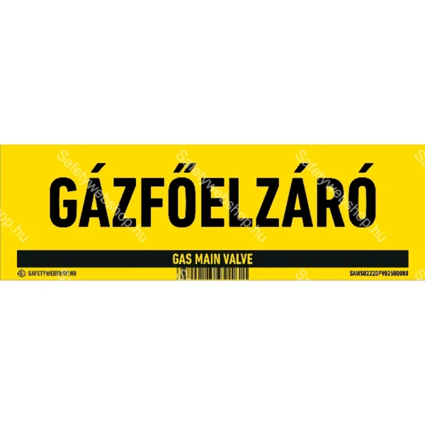 Gázfőelzáró matrica / tábla (felirat)