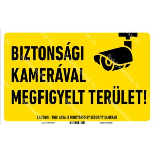 Biztonsági kamerával megfigyelt terület! matrica / tábla (piktogram + felirat)