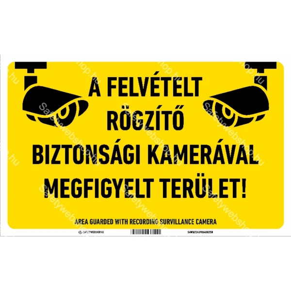 A felvételt rögzítő biztonsági kamerával megfigyelt terület! matrica / tábla (piktogram + felirat)