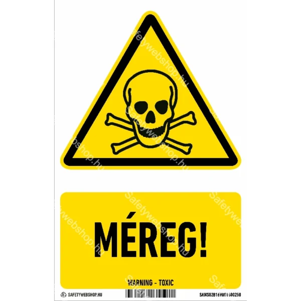 Méreg! matrica / tábla (ISO 7010-W016 piktogram + felirat)