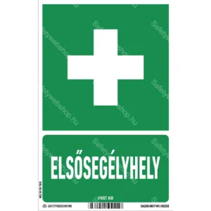 Elsősegélyhely matrica / tábla (ISO 7010-E003 piktogram + felirat)