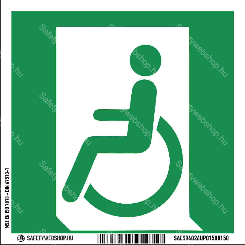 Akadálymentes vészkijárat (balra) matrica / tábla (ISO 7010-E026 piktogram)
