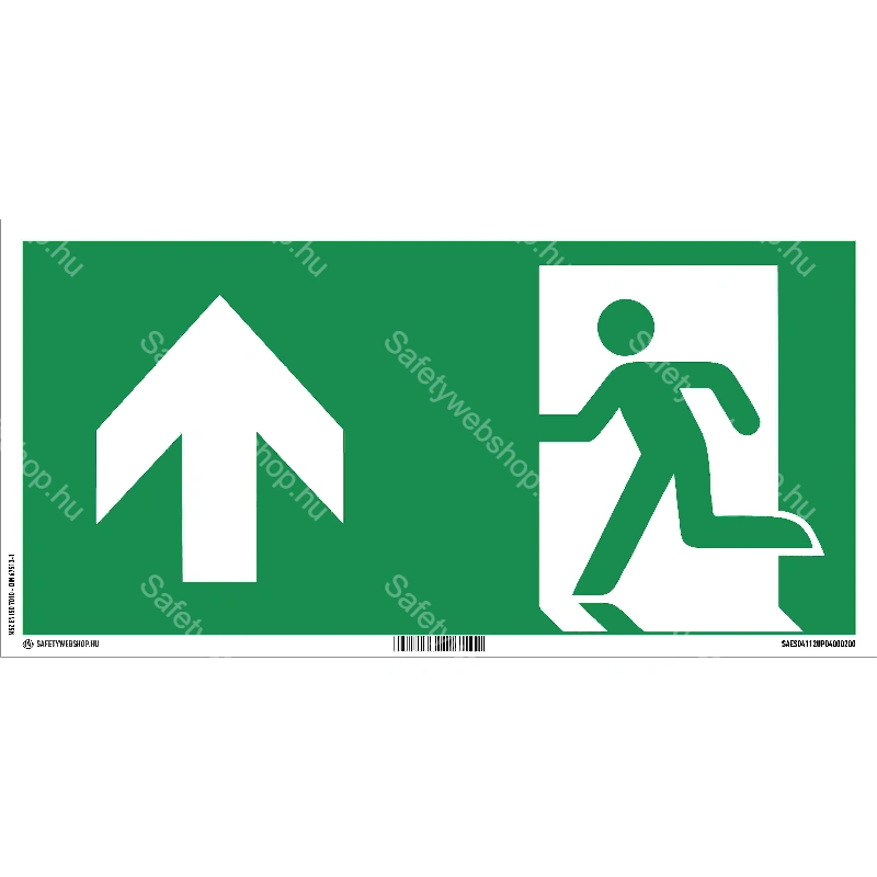 Menekülési út előre (bal) matrica / tábla (ISO 7010-E001 piktogram)