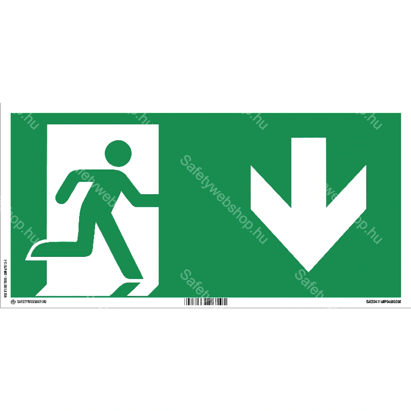 Menekülési út le (jobb) matrica / tábla (ISO 7010-E002 piktogram)