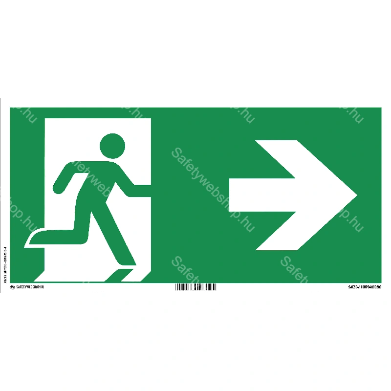 Menekülési út jobbra matrica / tábla (ISO 7010-E002 piktogram)