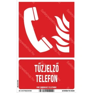 Tűzjelző telefon matrica / tábla (ISO 7010-F006 piktogram + felirat)