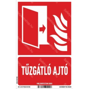 Tűzgátló ajtó matrica / tábla (ISO 7010-F007 piktogram + felirat)