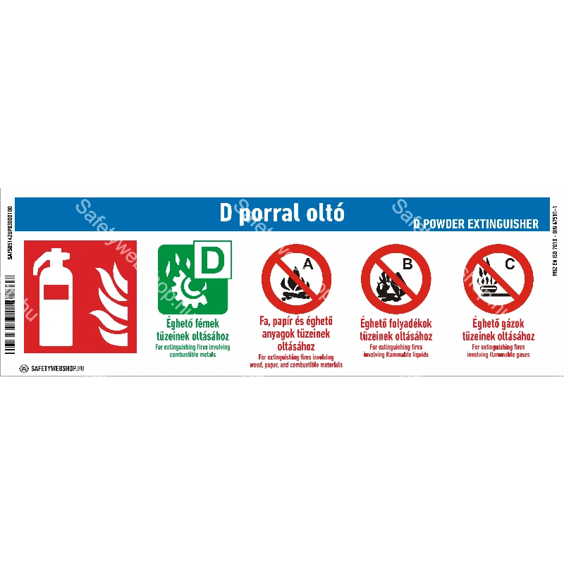D porral oltó készülék matrica / tábla (piktogram + felirat)