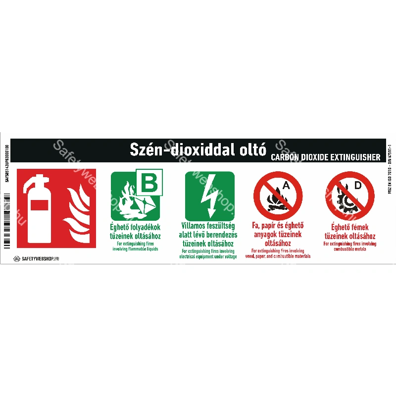 Szén-dioxiddal oltó készülék matrica / tábla (piktogram + felirat)