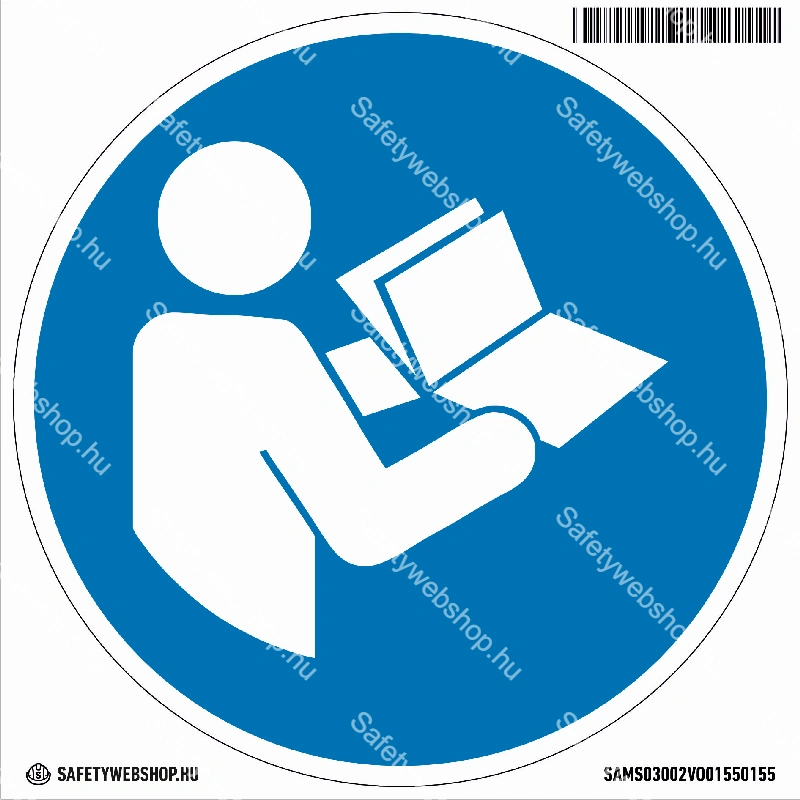 Használat előtt olvassa el a használati utasítást! matrica (ISO 7010-M002 piktogram)