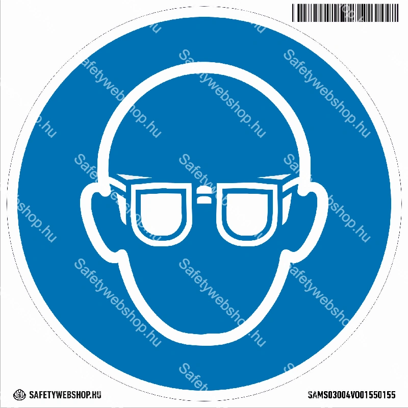 Védőszemüveg használata kötelező! matrica (ISO 7010-M004 piktogram)