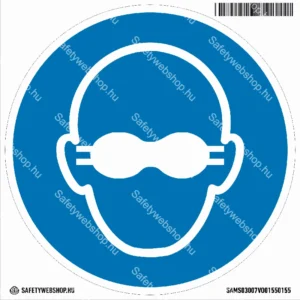 Nem átlátszó szemvédő használata kötelező! matrica (ISO 7010-M007 piktogram)