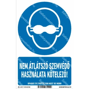 Nem átlátszó szemvédő használata kötelező! matrica / tábla (ISO 7010-M007 piktogram + felirat)