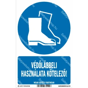 Védőlábbeli használata kötelező! matrica / tábla (ISO 7010-M008 piktogram + felirat)