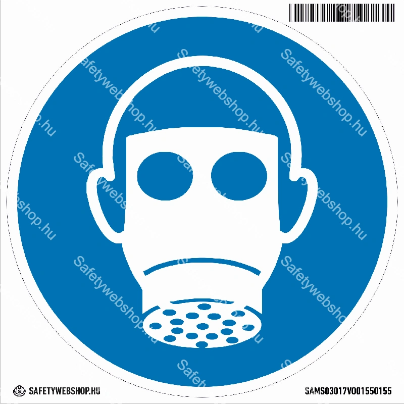 Légzésvédő használata kötelező! matrica (ISO 7010-M017 piktogram)