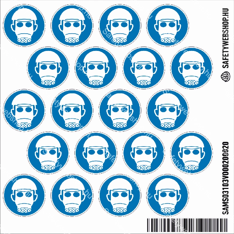 Fejvédő és légzésvédő használata kötelező! matrica (piktogram) - Image 2