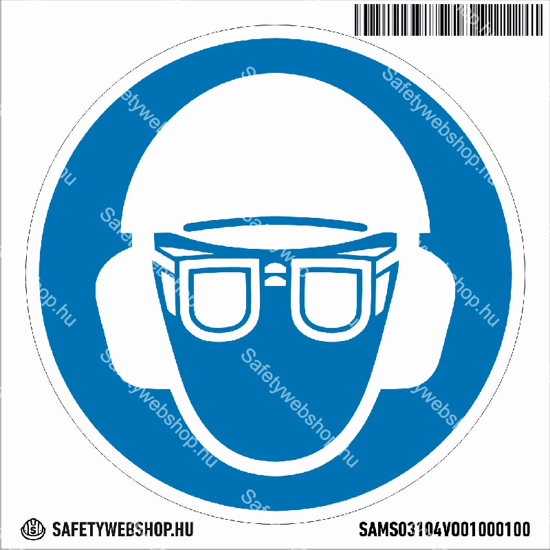 Fejvédő, hallásvédő és védőszemüveg használata kötelező! matrica (piktogram) - Image 4