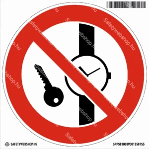 Órával, fémtárggyal belépni tilos! matrica (ISO 7010-P008 piktogram)