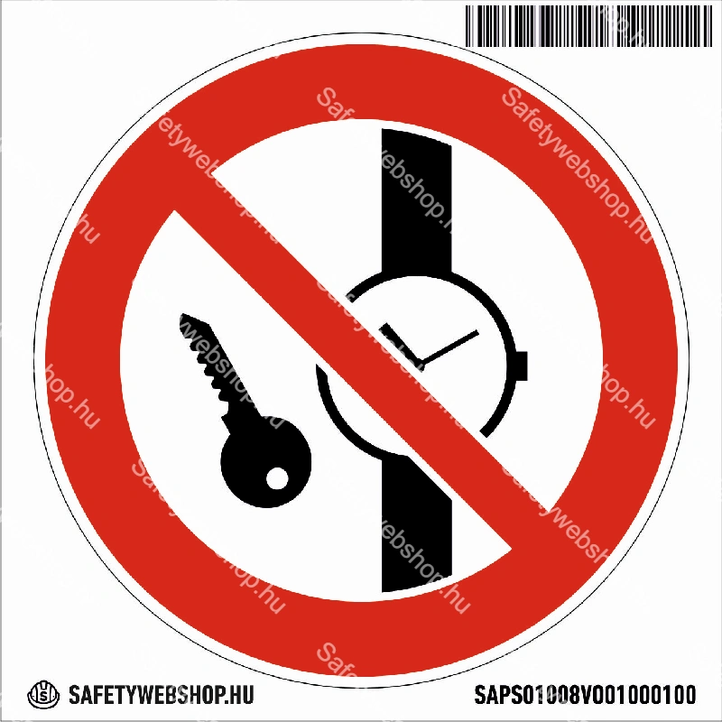 Órával, fémtárggyal belépni tilos! matrica (ISO 7010-P008 piktogram) - Image 4