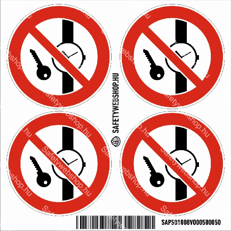 Órával, fémtárggyal belépni tilos! matrica (ISO 7010-P008 piktogram) - Image 3