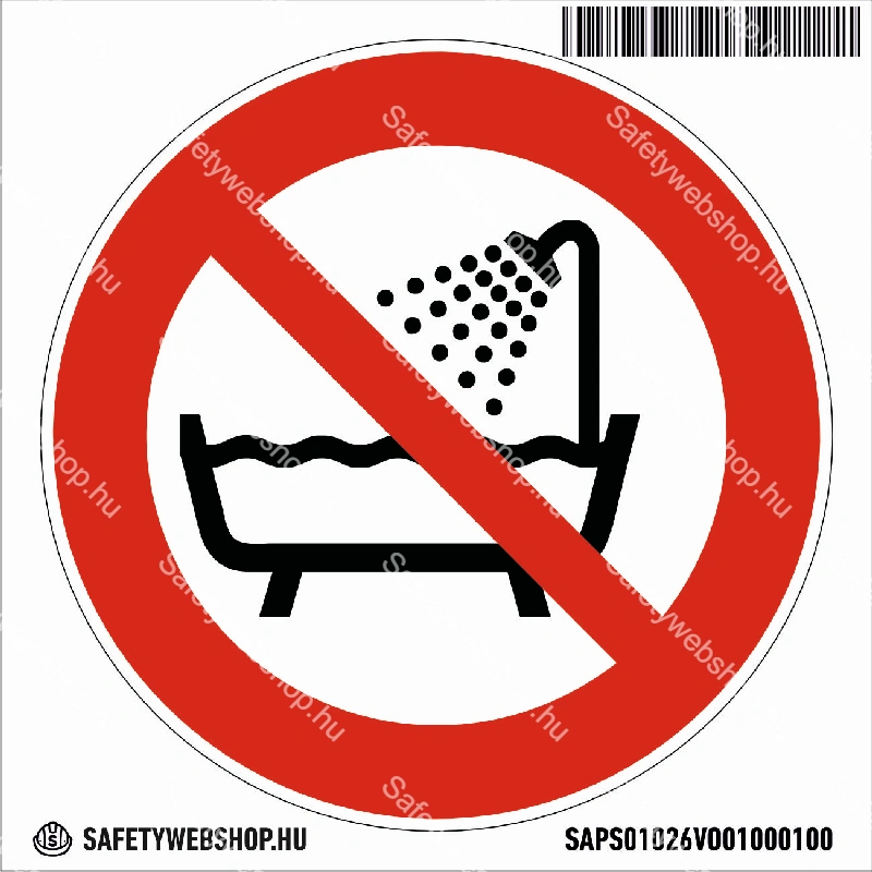 A készülék használata tilos fürdőkádban, zuhany alatt vagy vízzel teli tartályban! matrica (ISO 7010-P026 piktogram) - Image 4