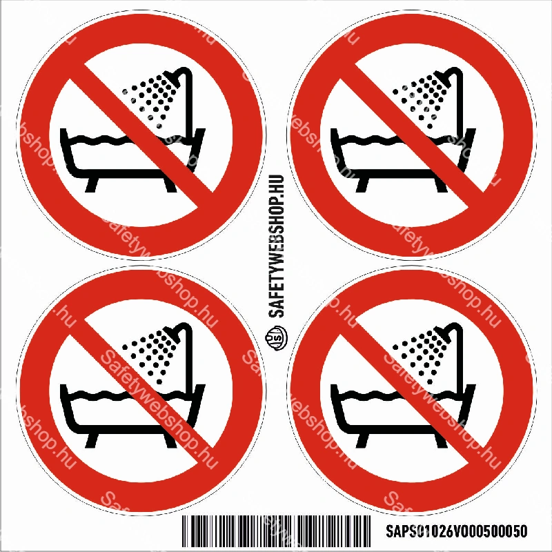 A készülék használata tilos fürdőkádban, zuhany alatt vagy vízzel teli tartályban! matrica (ISO 7010-P026 piktogram) - Image 3