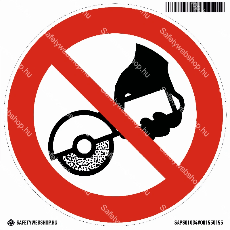 Kézi sarokcsiszolóval használni tilos! matrica (ISO 7010-P034 piktogram)